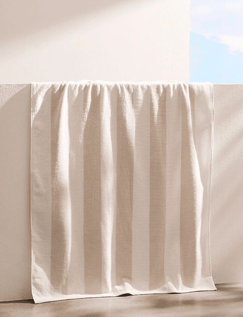 Parasol-stripe organic cotton beach towel