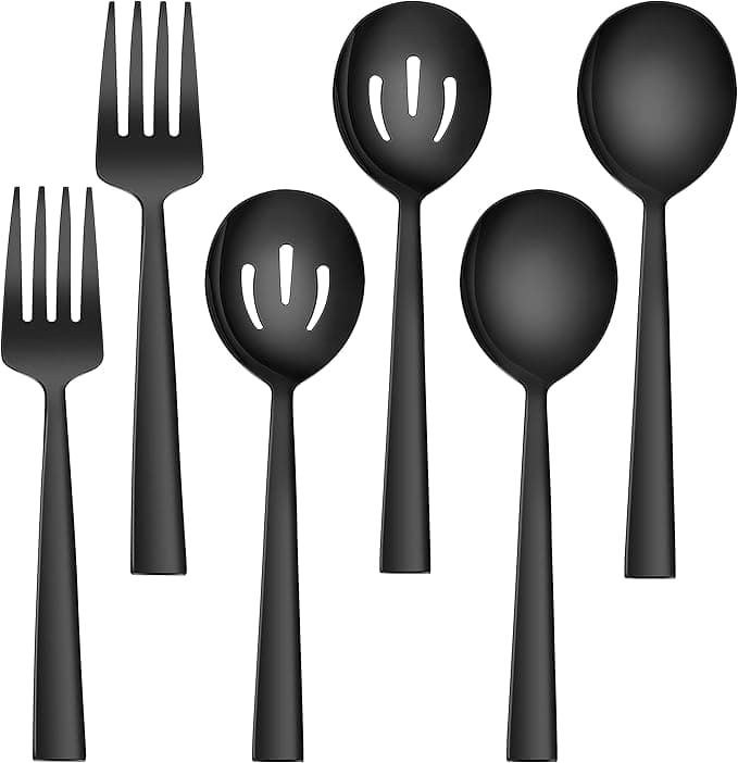 LIANYU 6-Piece Black Serving Utensils