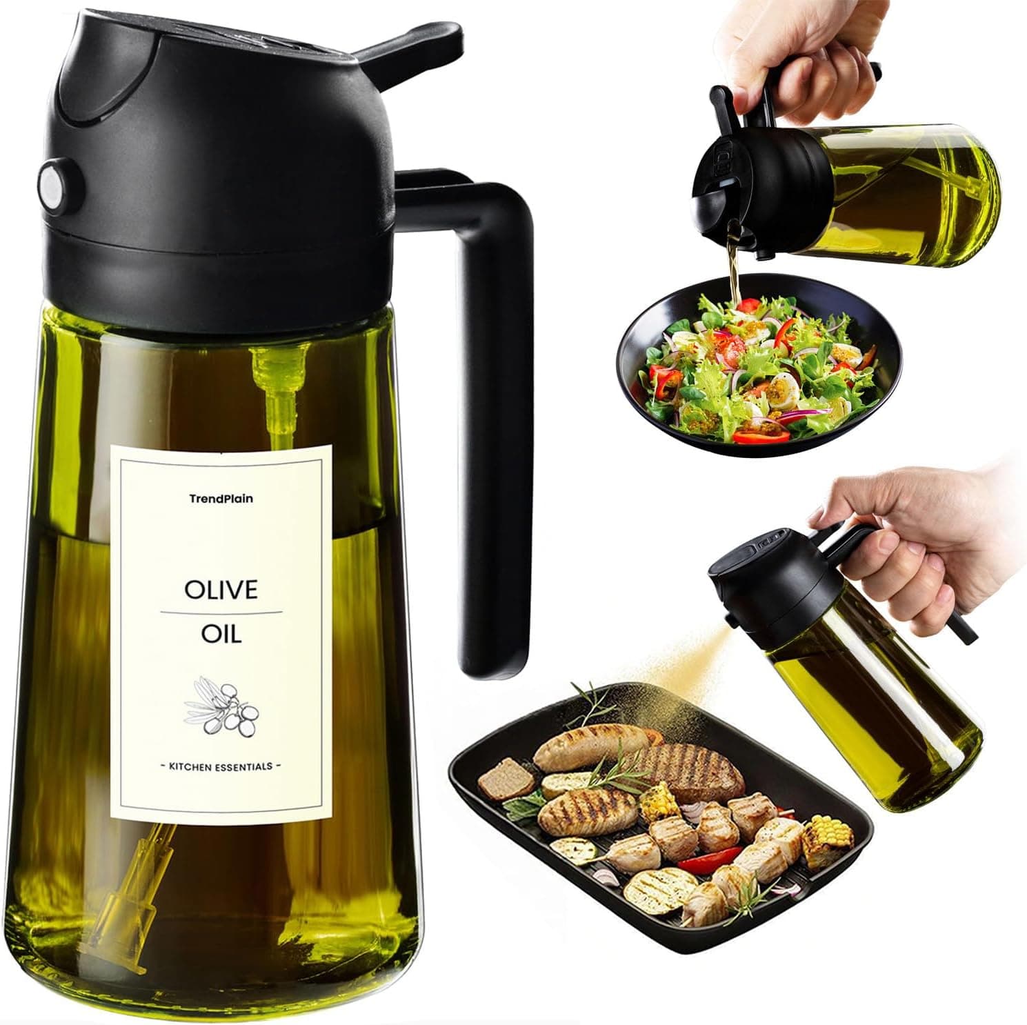 TrendPlain 470ml Olive Oil Dispenser Bottle for Kitchen Gadgets